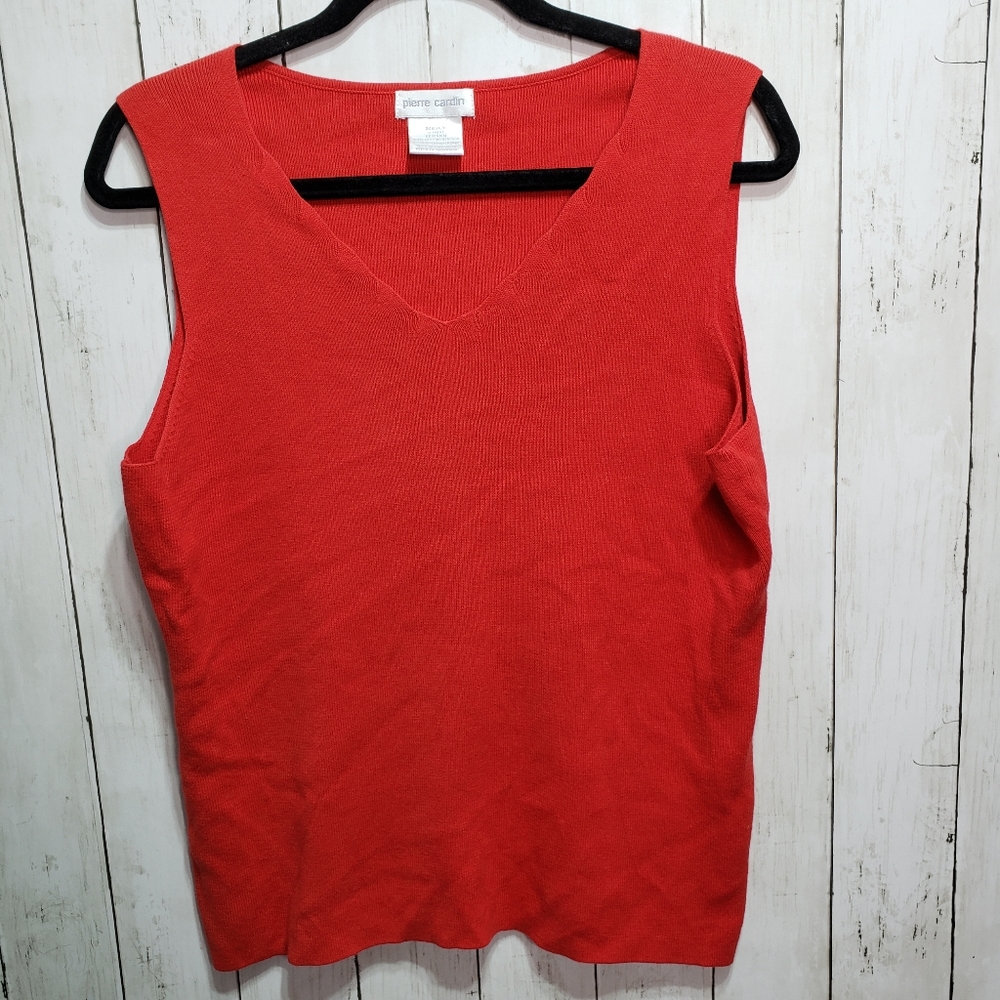 Vintage Pierre Cardin Red Sleeveless Cotton Sweate